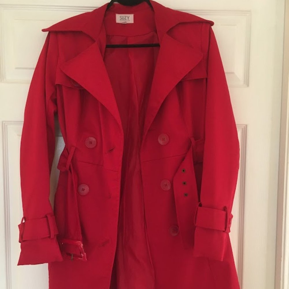 Red pea coat